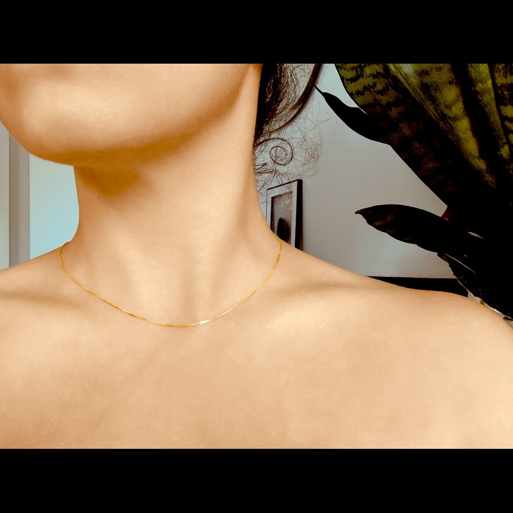 Dainty Gold Plated Silver Box Chain Necklace